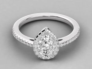 Elegant 18kt Gold Pear Cut Lab Grown Diamond Ring