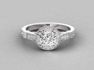 Elegant 18kt Gold Round Cut Lab Grown Diamond Engagement Ring
