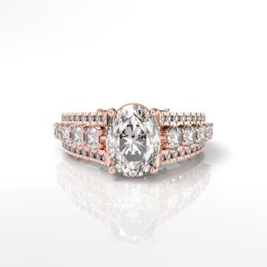 18K Gold Oval Cut Lab Grown Solitaire Diamond Ring