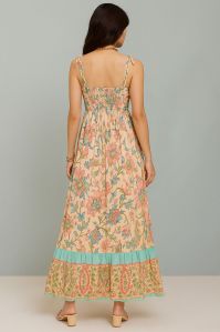 Flaral Print Tie Sholder Maxi Dress