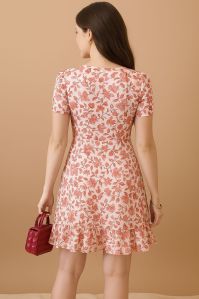 Floral Round Neck Mini Dress