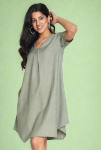 V Neck Kaftan Mini Dress