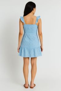 Ice Blue Tie Sholder Mini Dress