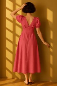 V Neck Pink Maxi Dress
