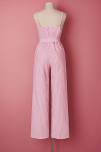 Pink Off Shoulder Stripes Jumpsuit