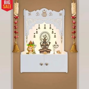 om swastik kalash symbol white wooden temple
