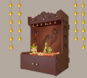 Peacock Feather Brown Wooden Temple