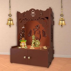 Ganesha Design Brown Wooden Temple