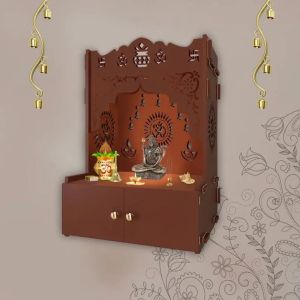 Om Symbol Brown Wooden Temple