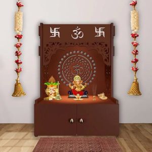 Wall Mounted Brown Wooden Temple