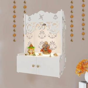 floral design white wooden temple