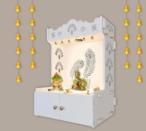 peacock feather white wooden temple