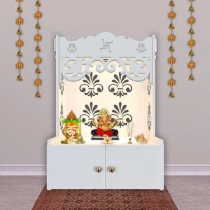 designer white wooden temple