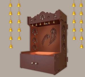 Peacock Feather Brown Wooden Temple