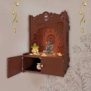Om Symbol Brown Wooden Temple