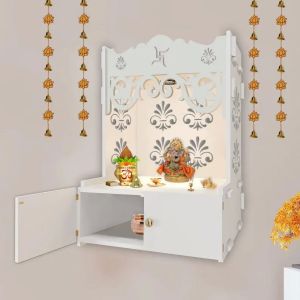 floral design white wooden temple