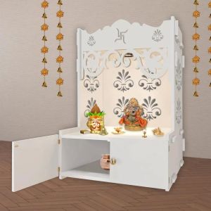 designer white wooden temple