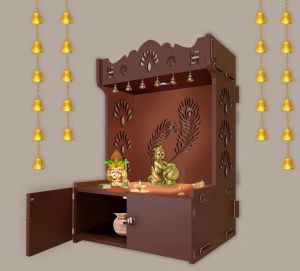 Peacock Feather Brown Wooden Temple