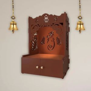 Onkar Symbol Brown Wooden Temple