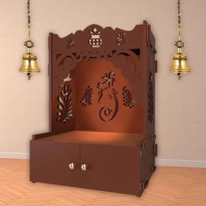 Ganesha Design Brown Wooden Temple