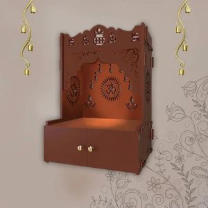 Om Symbol Brown Wooden Temple