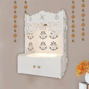 floral design white wooden temple
