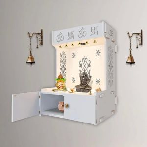 om swastik symbol white wooden temple
