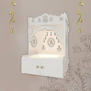 om swastik kalash symbol white wooden temple