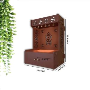Om Swastik Symbol Brown Wooden Temple
