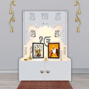 ek onkar symbol white wooden temple