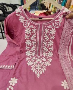 Lucknowi Work Pure Muslin Cotton Suits