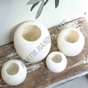 Alabaster Round Tealight Candle Holder