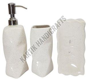 Handcrafted Alabaster Bathroom Soap Dispenser Set