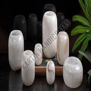 Polished Round Alabaster Candle Holder
