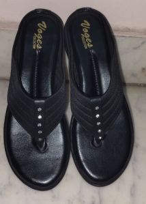 Voges Black Flat Ladies Sandal