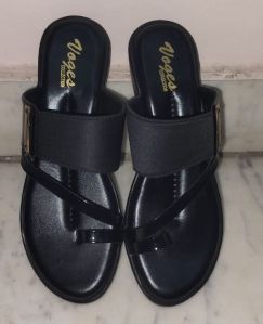 Voges Black Wedge Heel Ladies Sandal