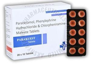 Parakuest Paracetamol Phenylephrine HCL Chlorpheniramine Maleate Tablets