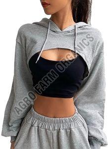 Womens Cropped Pullover Sweatshirt