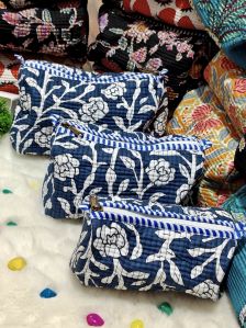 Multicolor Hand Block Printed Cotton Pouch Set