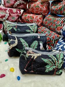 Multicolor Hand Block Printed Cotton Pouch Set