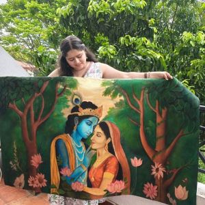 Soft Pastel On Paper Radha Krishna Painting