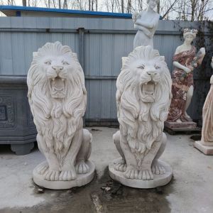 White Marble Lion Statue