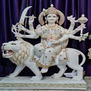 Hand Painted Marble Durga Mata Statue