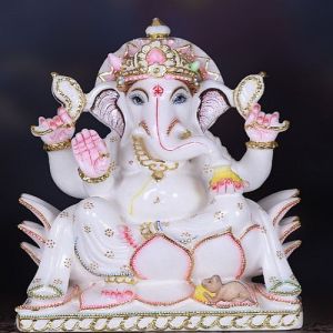 Hand Painted Marble Ganesha Statue