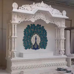 Peacock Design White Marble Temple