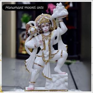 White and Golden Marble Hanuman Statue