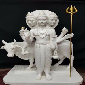 White Marble Dattatreya Statue