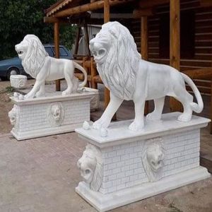 White Marble Lion Statue
