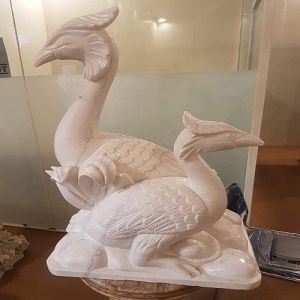 White Marble Swan Sculpture