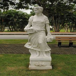 White Roman Lady Marble Statue